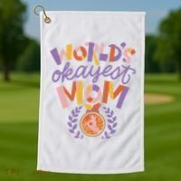 World's Okayest Mom Award Golf Towel thumb 1