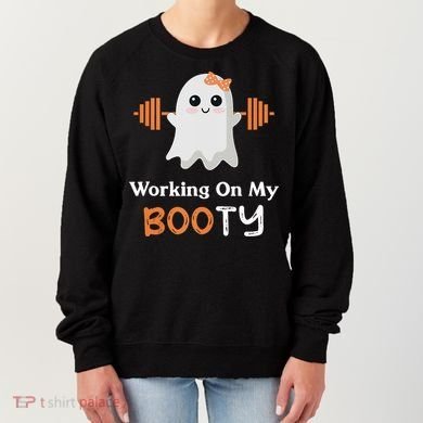 Working On My Booty Funny Halloween Gym Ghost Booty Pun Women's Sweatshirt