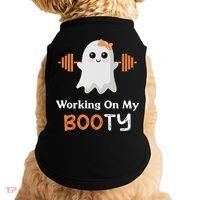 Working On My Booty Funny Halloween Gym Ghost Booty Pun Doggie Tank thumb 0