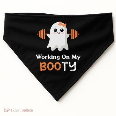 Working On My Booty Funny Halloween Gym Ghost Booty Pun USA-Made Doggie Bandana