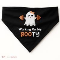 Working On My Booty Funny Halloween Gym Ghost Booty Pun USA-Made Doggie Bandana thumb 0