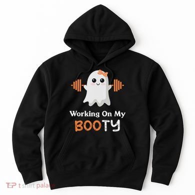 Working On My Booty Funny Halloween Gym Ghost Booty Pun Hoodie