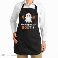 Working On My Booty Funny Halloween Gym Ghost Booty Pun Apron thumb 2
