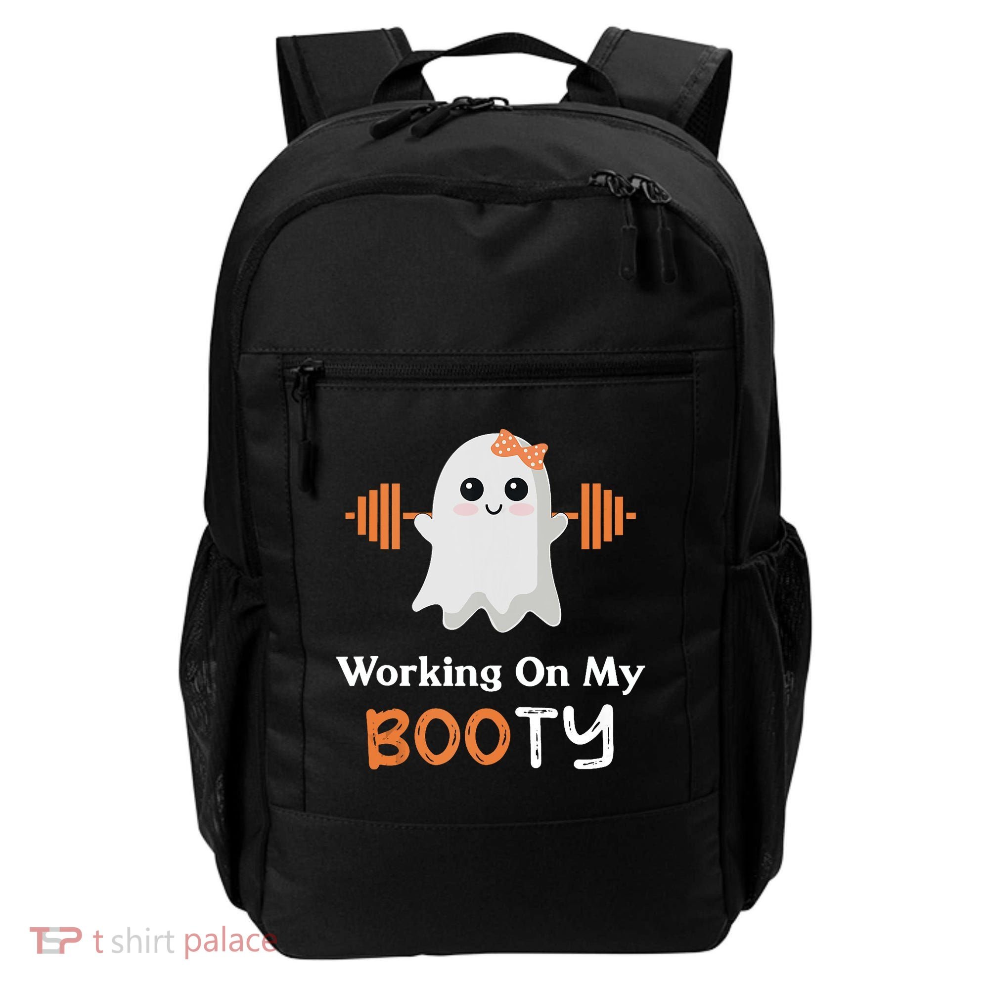 Working On My Booty Funny Halloween Gym Ghost Booty Pun Backpack