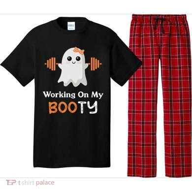 Working On My Booty Funny Halloween Gym Ghost Booty Pun Pajama Set