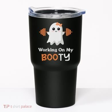 Working On My Booty Funny Halloween Gym Ghost Booty Pun Tumbler