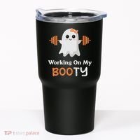 Working On My Booty Funny Halloween Gym Ghost Booty Pun Tumbler thumb 0