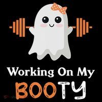 Working On My Booty Funny Halloween Gym Ghost Booty Pun Mousepad thumb 1