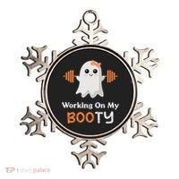Working On My Booty Funny Halloween Gym Ghost Booty Pun Ornament thumb 0