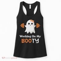 Working On My Booty Funny Halloween Gym Ghost Booty Pun Women's Tank Top thumb 0