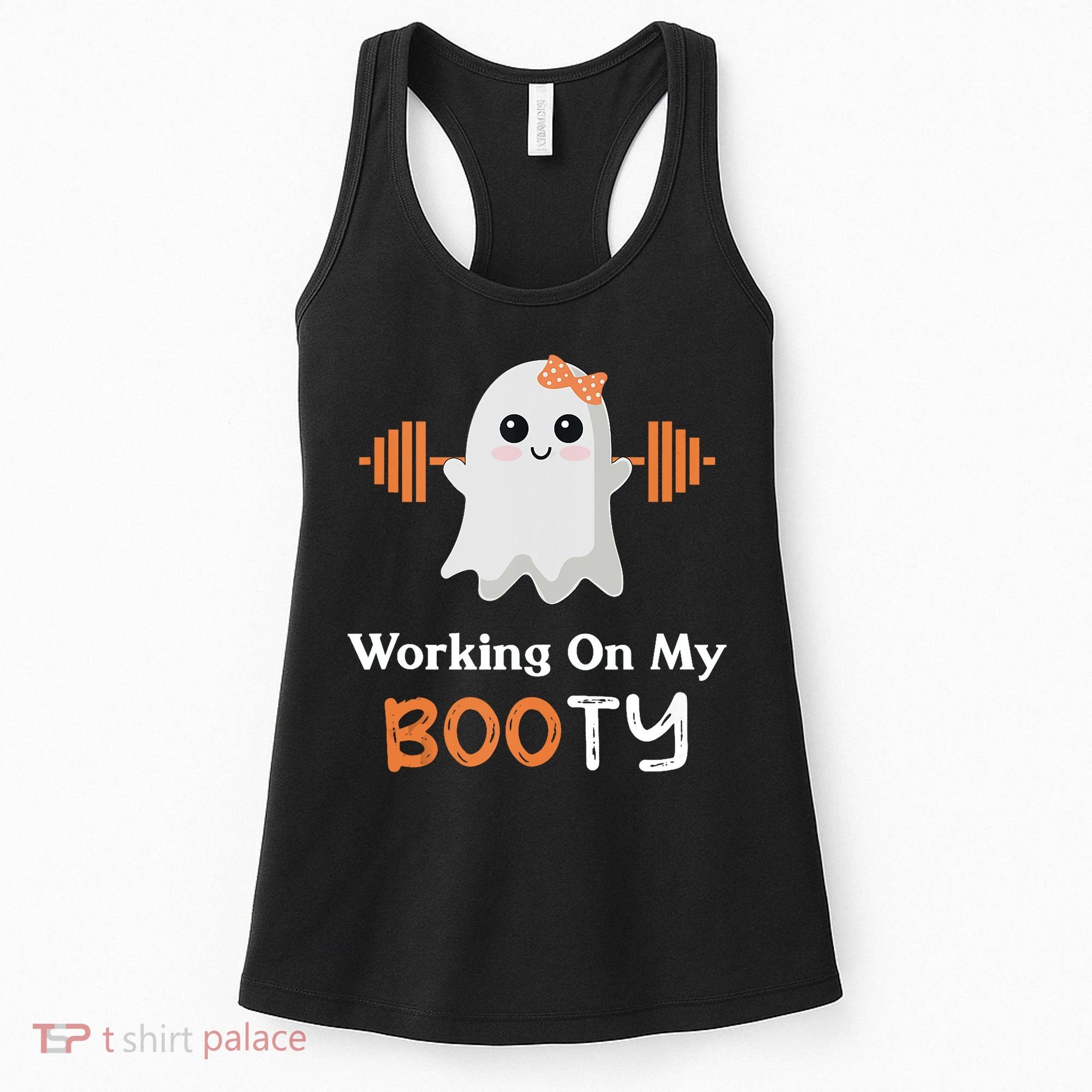 Working On My Booty Funny Halloween Gym Ghost Booty Pun Women's Tank Top