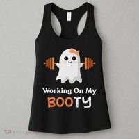 Working On My Booty Funny Halloween Gym Ghost Booty Pun Women's Tank Top thumb 3