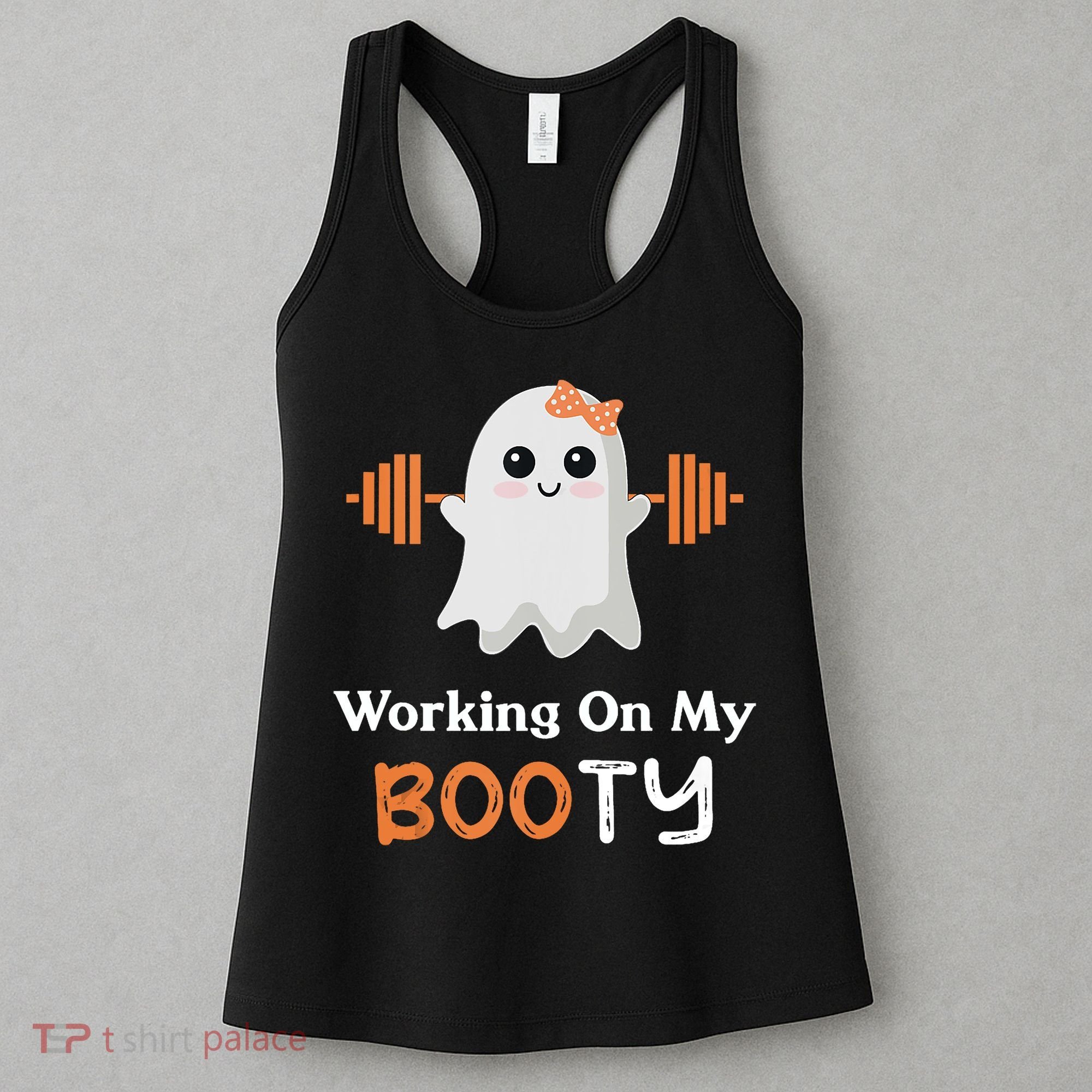 Working On My Booty Funny Halloween Gym Ghost Booty Pun Women's Tank Top