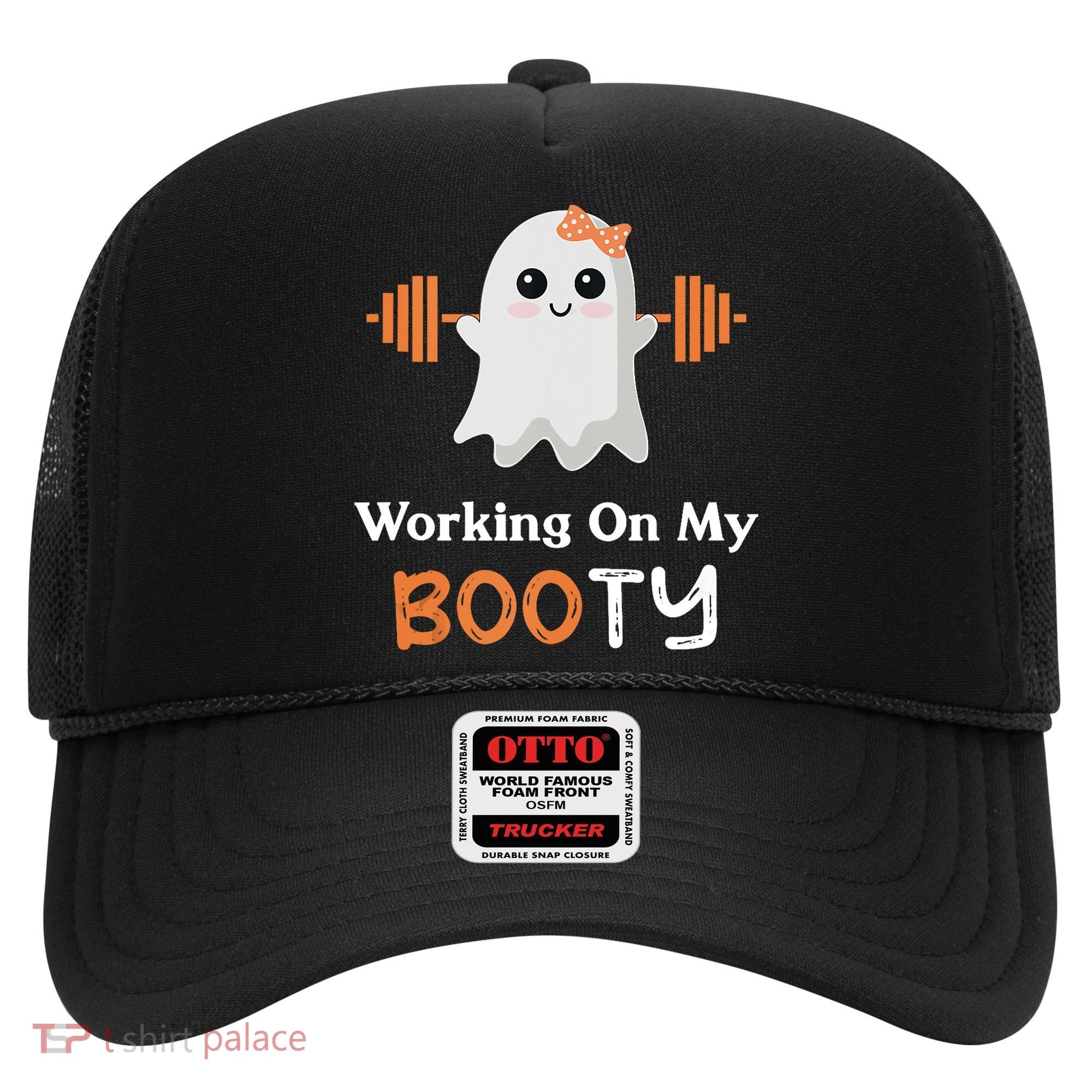 Working On My Booty Funny Halloween Gym Ghost Booty Pun Hat