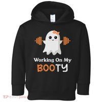 Working On My Booty Funny Halloween Gym Ghost Booty Pun Toddler Hoodie thumb 0