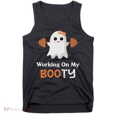 Working On My Booty Funny Halloween Gym Ghost Booty Pun Tank Top