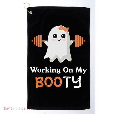 Working On My Booty Funny Halloween Gym Ghost Booty Pun Golf Towel