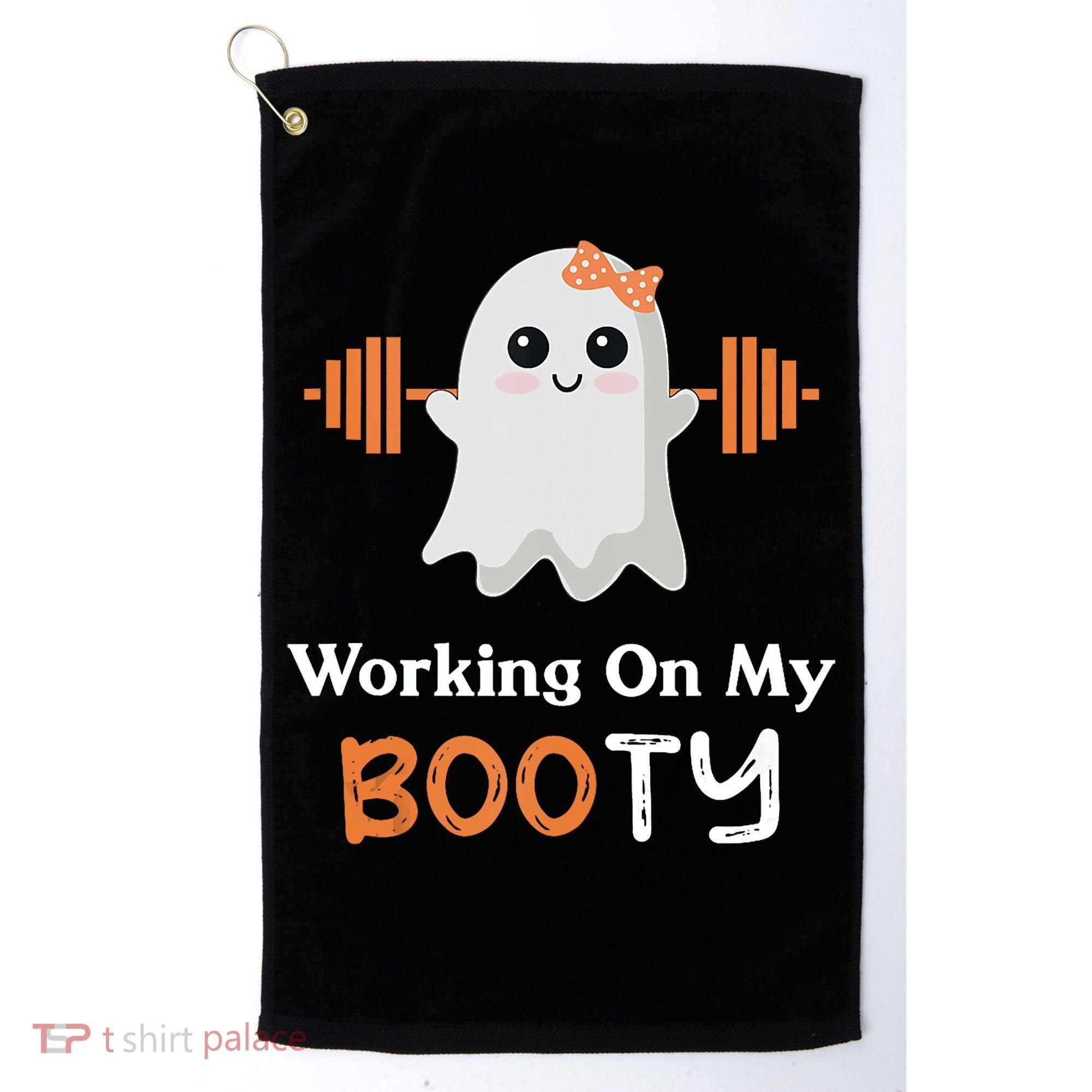 Working On My Booty Funny Halloween Gym Ghost Booty Pun Golf Towel