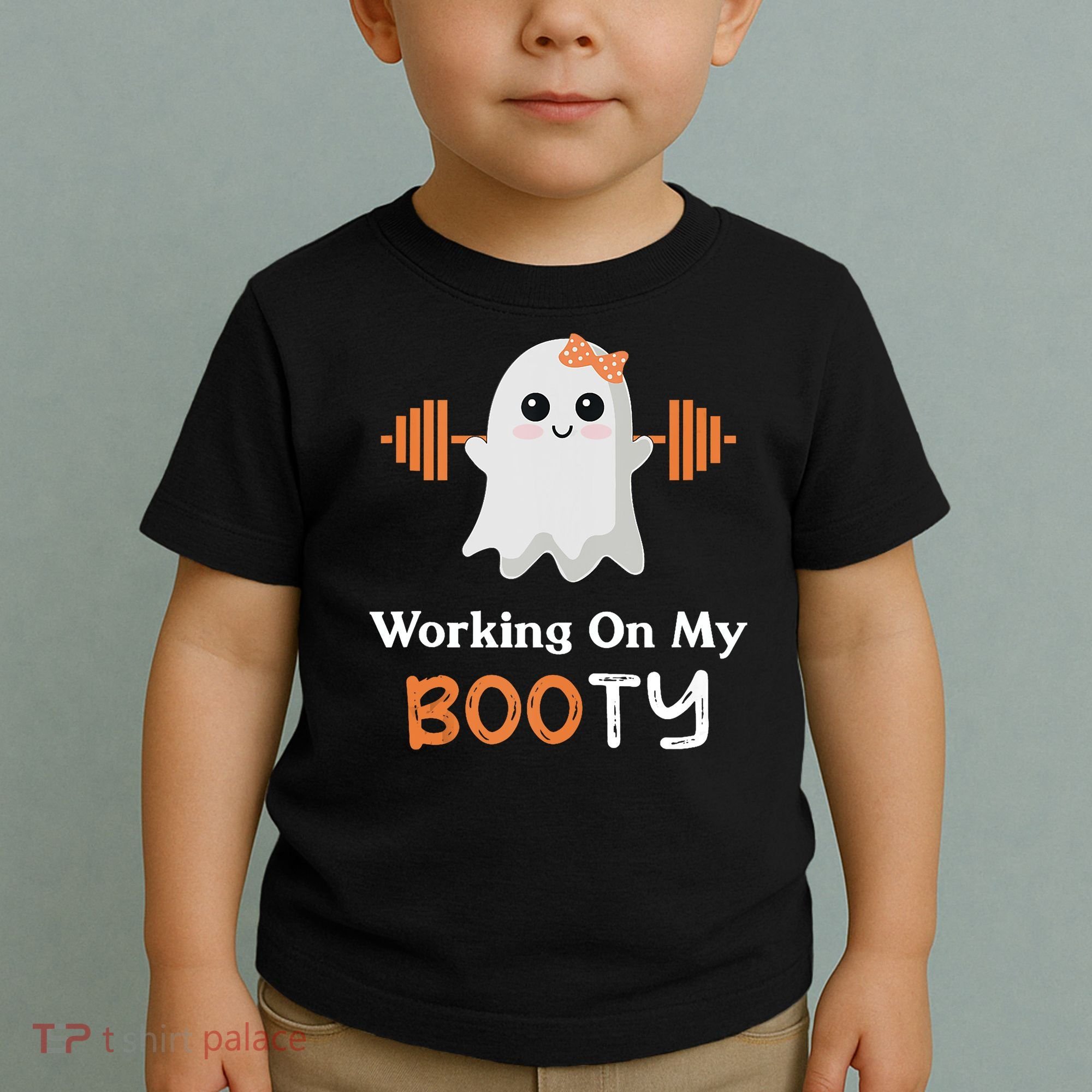 Working On My Booty Funny Halloween Gym Ghost Booty Pun Toddler T-Shirt