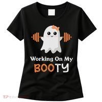 Working On My Booty Funny Halloween Gym Ghost Booty Pun Women's T-Shirt thumb 0