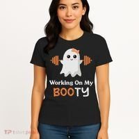 Working On My Booty Funny Halloween Gym Ghost Booty Pun Women's T-Shirt thumb 4