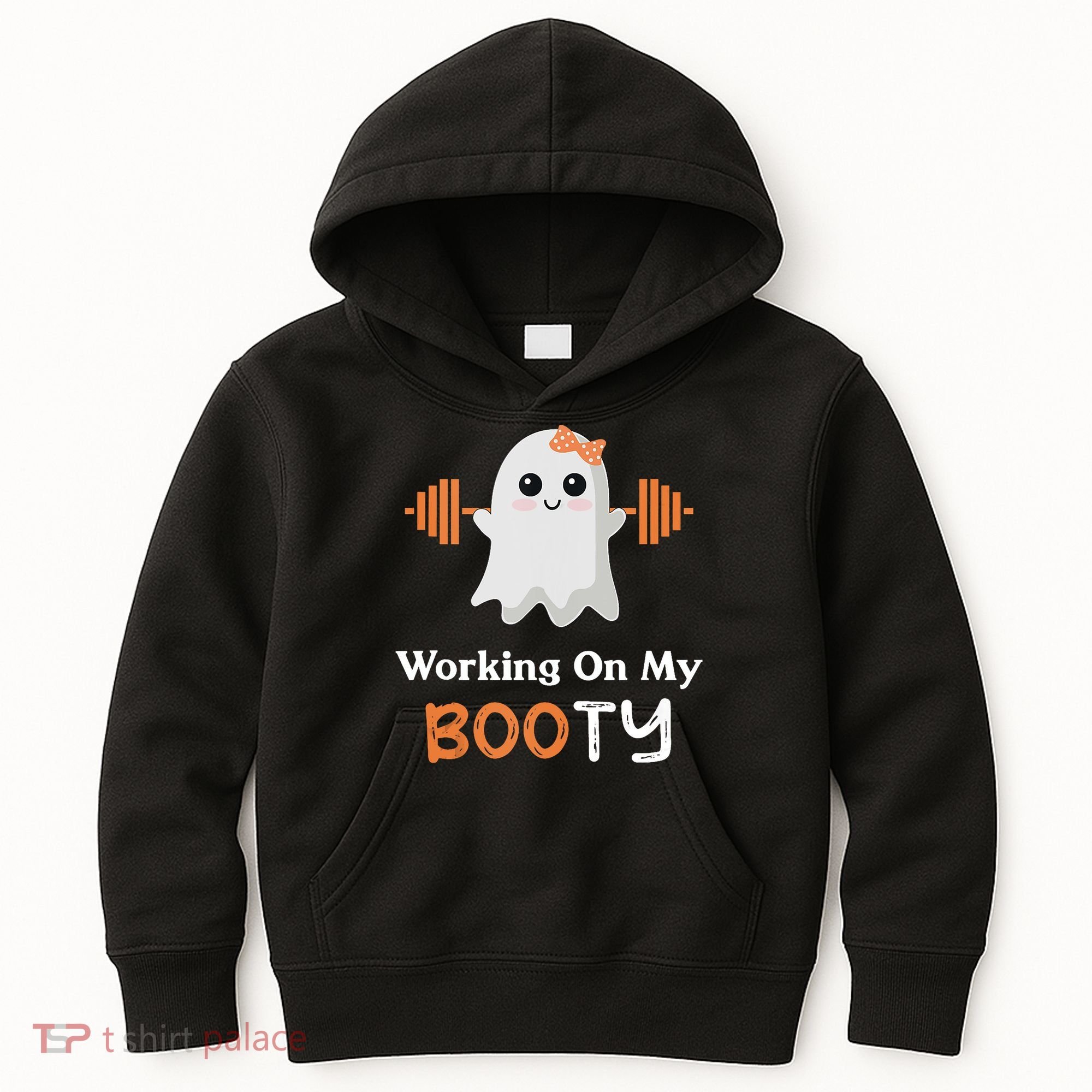 Working On My Booty Funny Halloween Gym Ghost Booty Pun Kids Hoodie