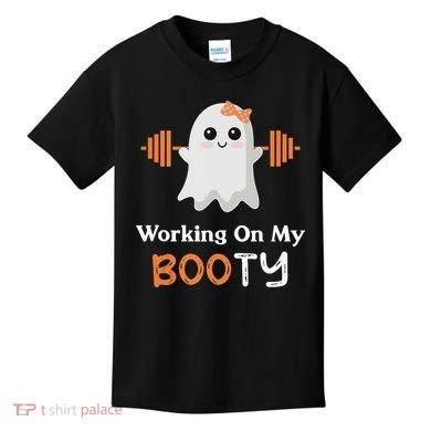 Working On My Booty Funny Halloween Gym Ghost Booty Pun Kids T-Shirt