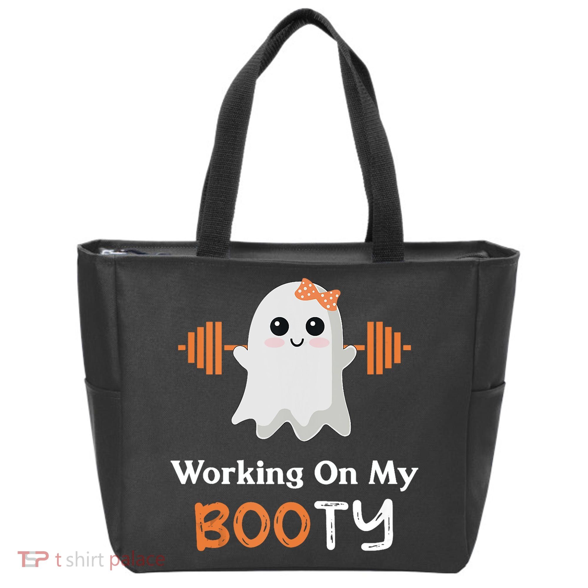 Working On My Booty Funny Halloween Gym Ghost Booty Pun Tote Bag