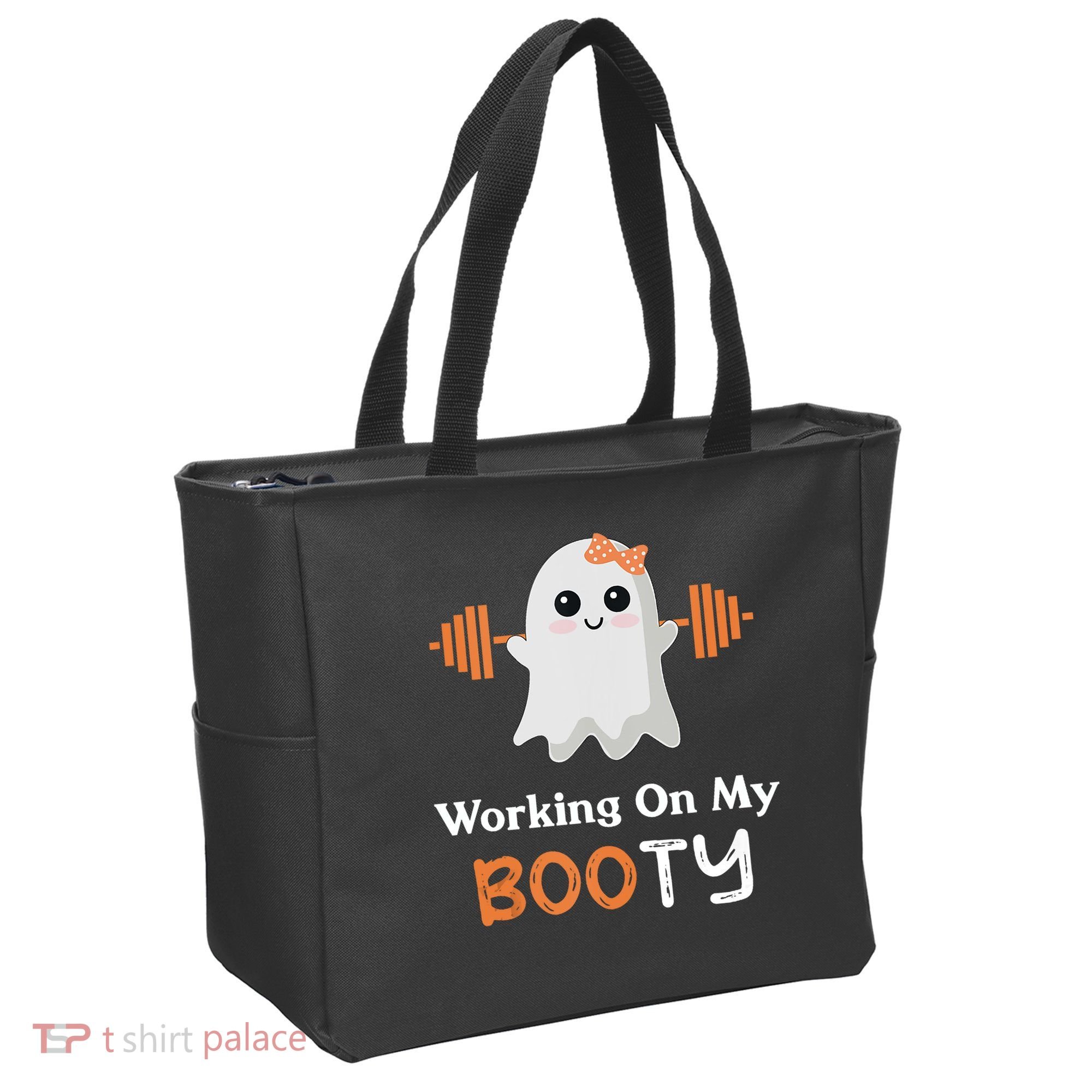 Working On My Booty Funny Halloween Gym Ghost Booty Pun Tote Bag