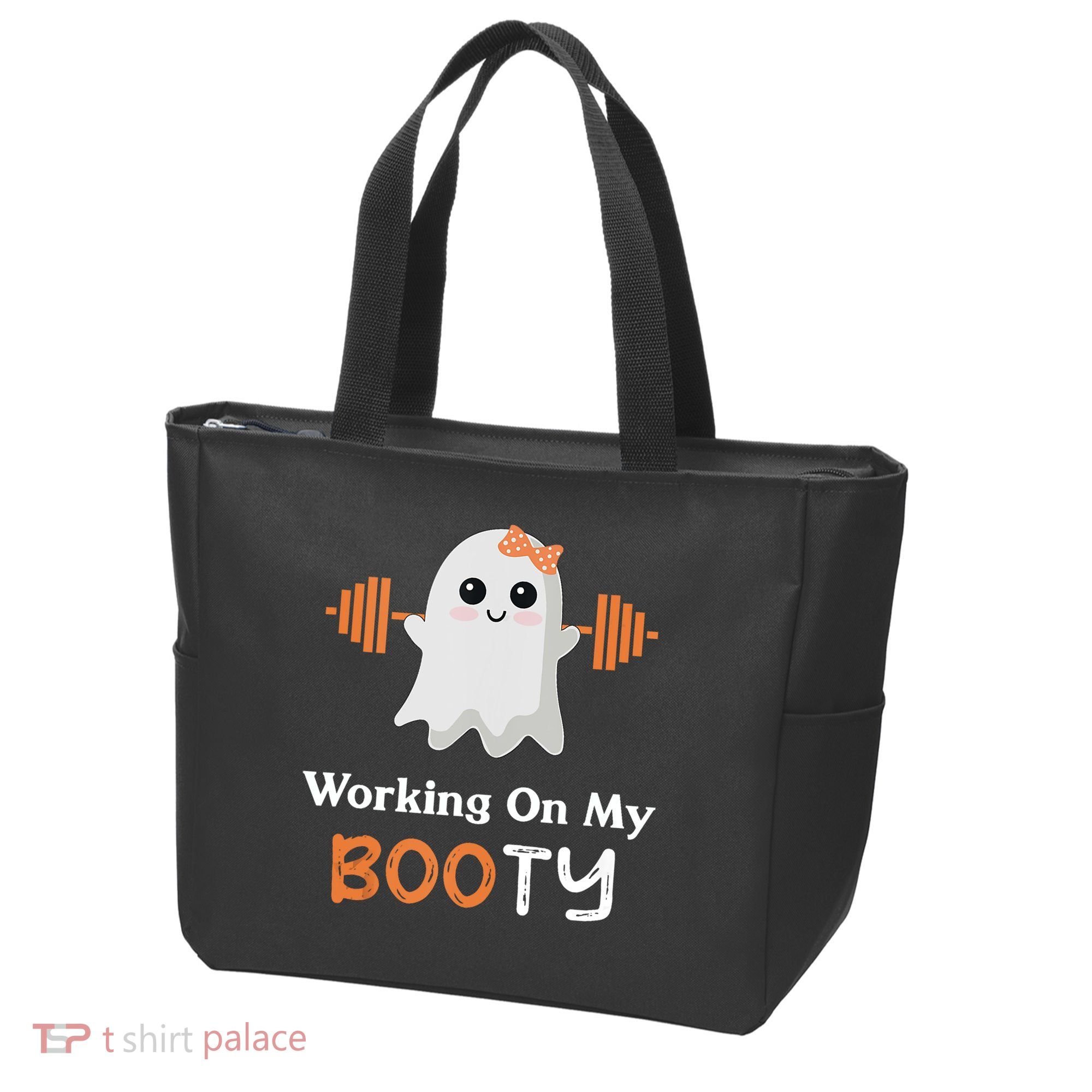 Working On My Booty Funny Halloween Gym Ghost Booty Pun Tote Bag