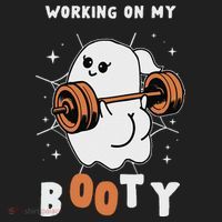 Working On My Booty Halloween Gym Cute Boo Ghost Fitness Women's Sweatshirt thumb 2
