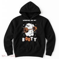 Working On My Booty Halloween Gym Cute Boo Ghost Fitness Hoodie thumb 0