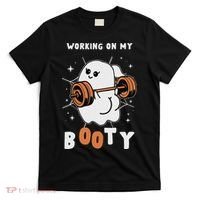 Working On My Booty Halloween Gym Cute Boo Ghost Fitness T-Shirt thumb 0