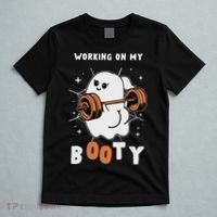 Working On My Booty Halloween Gym Cute Boo Ghost Fitness T-Shirt thumb 5