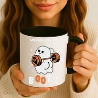 Working On My Booty Halloween Gym Cute Boo Ghost Fitness Coffee Mug thumb 3