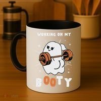 Working On My Booty Halloween Gym Cute Boo Ghost Fitness Coffee Mug thumb 4