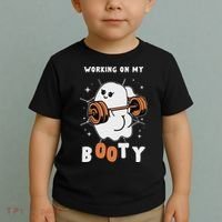 Working On My Booty Halloween Gym Cute Boo Ghost Fitness Toddler T-Shirt thumb 2