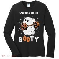 Working On My Booty Halloween Gym Cute Boo Ghost Fitness Women's Long Sleeve Shirt thumb 0