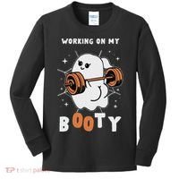 Working On My Booty Halloween Gym Cute Boo Ghost Fitness Kids Long Sleeve Shirt thumb 0