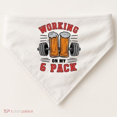 Working On My 6 Pack Beer Dad Funny Gymmer USA-Made Doggie Bandana