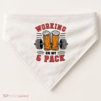 Working On My 6 Pack Beer Dad Funny Gymmer USA-Made Doggie Bandana thumb 0