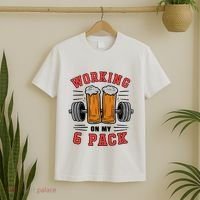 Working On My 6 Pack Beer Dad Funny Gymmer T-Shirt thumb 2