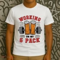 Working On My 6 Pack Beer Dad Funny Gymmer T-Shirt thumb 3