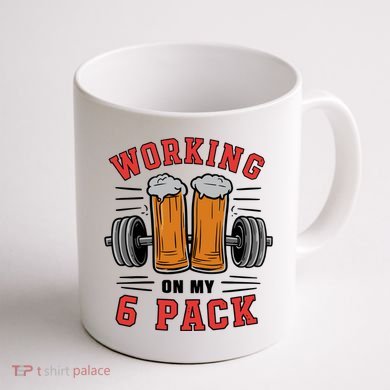 Working On My 6 Pack Beer Dad Funny Gymmer Coffee Mug back