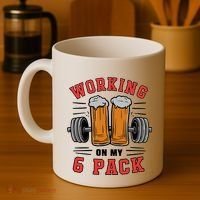 Working On My 6 Pack Beer Dad Funny Gymmer Coffee Mug thumb 4