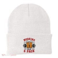 Working On My 6 Pack Beer Dad Funny Gymmer Beanie thumb 0