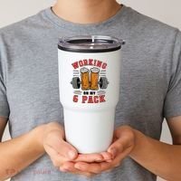 Working On My 6 Pack Beer Dad Funny Gymmer Tumbler thumb 2
