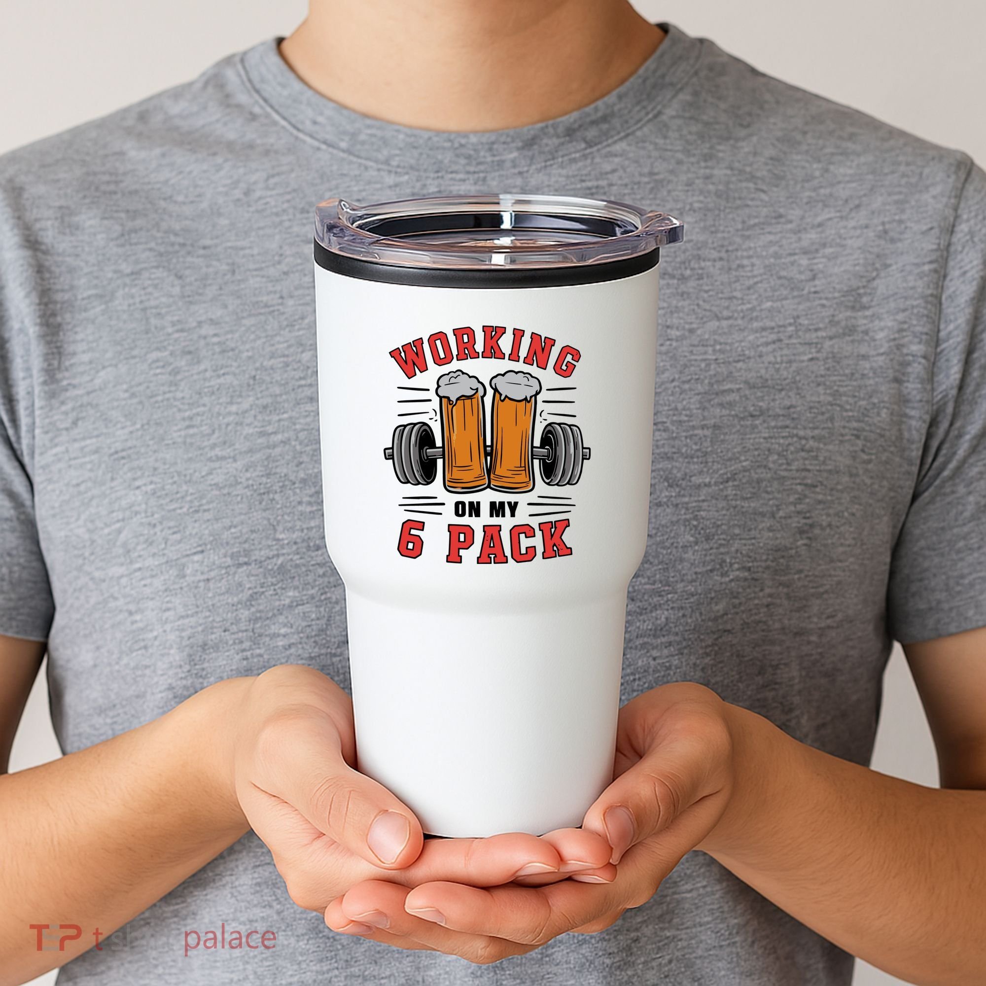 Working On My 6 Pack Beer Dad Funny Gymmer Tumbler