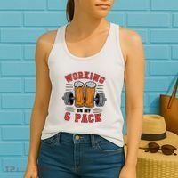 Working On My 6 Pack Beer Dad Funny Gymmer Women's Tank Top thumb 2