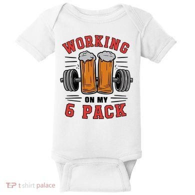 Working On My 6 Pack Beer Dad Funny Gymmer Baby Bodysuit
